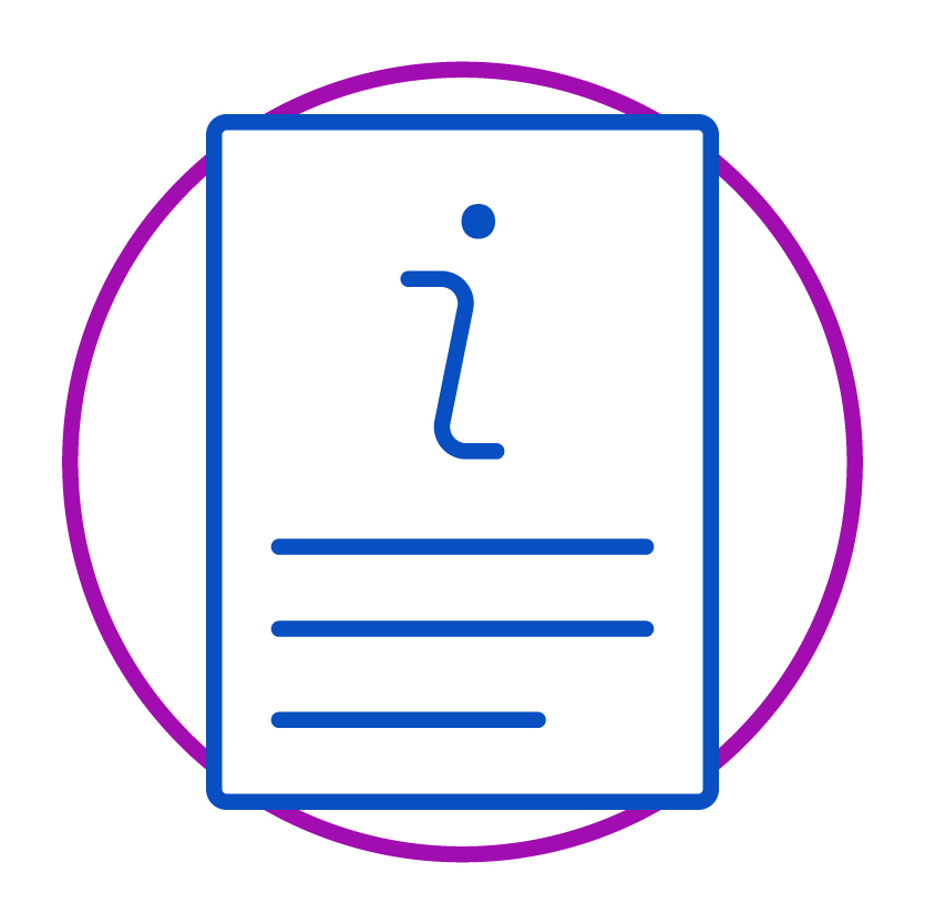A document with an information icon on it.