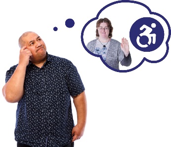 A person thinking about a woman with disability.