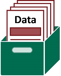 A stack of documents with the word 'data' on them. 