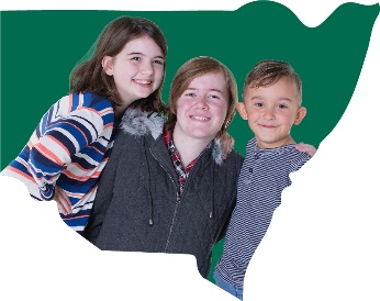 A map of NSW with three children on it.