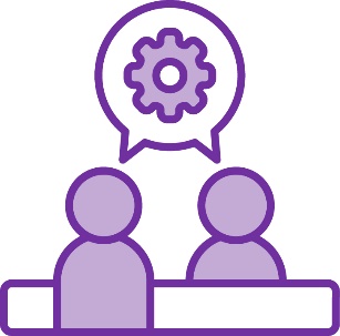 2 people talking with a speech bubble. There is a services icon inside the speech bubble.
