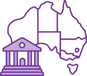 A government building and a map of Australia.