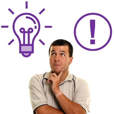 A person with disability next to an ideas icon and an importance icon.