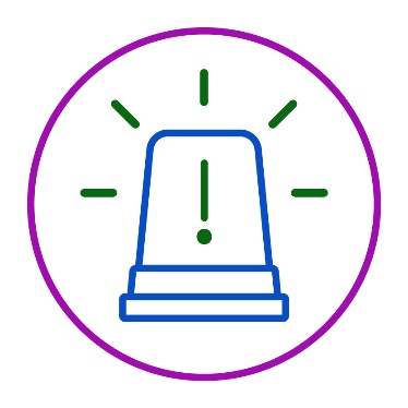 A siren with a problem icon on it.