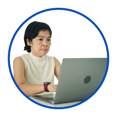 A person using a laptop.