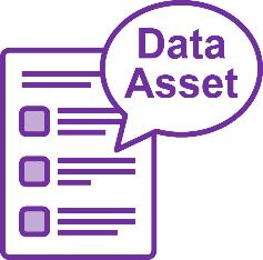 An icon of a document with a speech bubble saying 'Data Asset'.