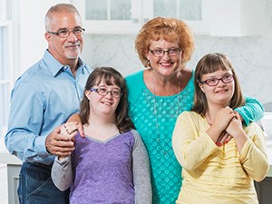 A family standing together. 