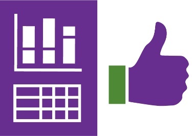 A data icon next to a thumbs up icon. 