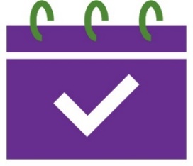 A calendar icon with a tick in it. 