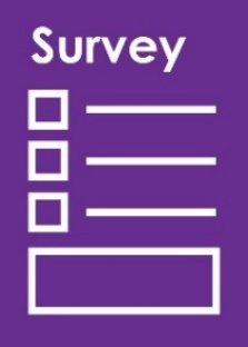 An icon of a survey, with checkboxes and places to write in.
