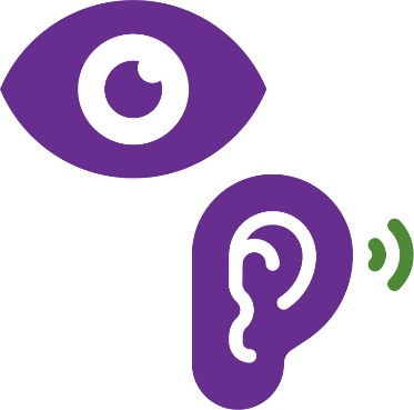 Icons of an eye and an ear. 