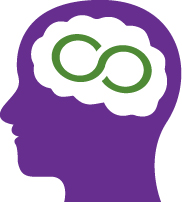 A human brain with an infinity symbol in it. 