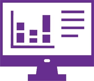 A computer with data on the screen. 