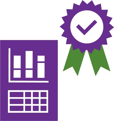 A data icon with an approval symbol next to it. 