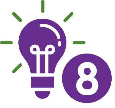 A lightbulb with the number 8 on it. 