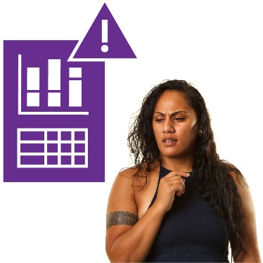 A data icon with an importance icon on it. There is a person looking worried. 