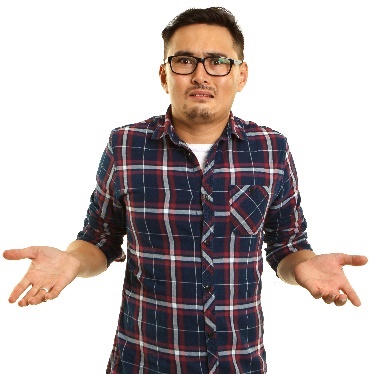 A person shrugging. 