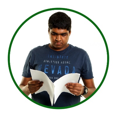 A person reading a document.