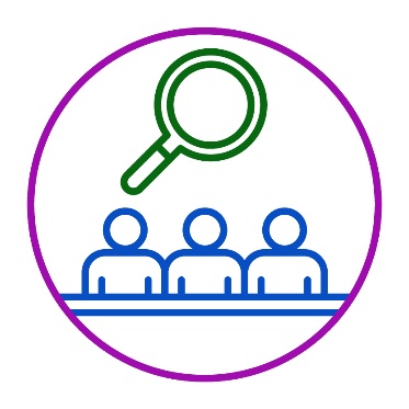 A panel and a magnifying glass.