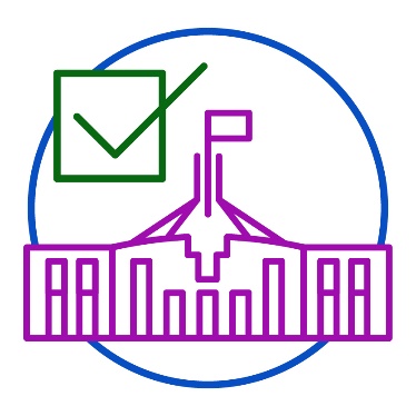 An Australian Government building next to a ticked checkbox.
