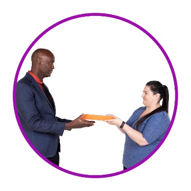 2 people sharing information.