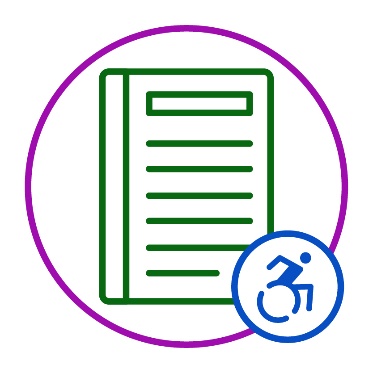 A report document next to a disability icon.