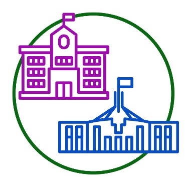 A university building and an Australian Government building.