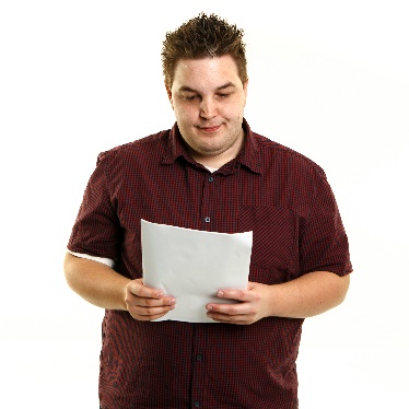 A person reading a document. 