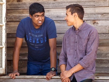 Two people talking to each other. 