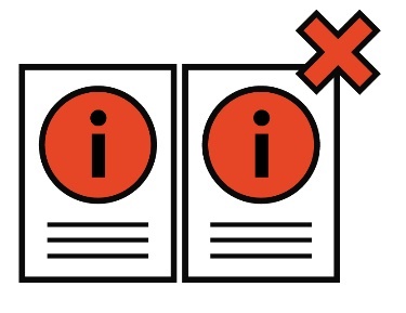 Two information icons, but one of them has a cross on it. 