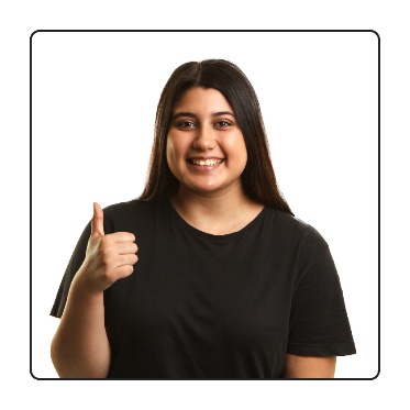 A person with their thumb up. 