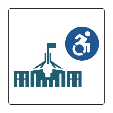 Parliament House. The disability icon is next to it. 