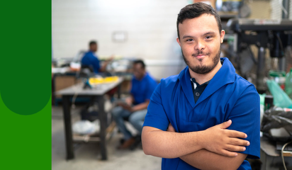 A young man in manufacturing workplace