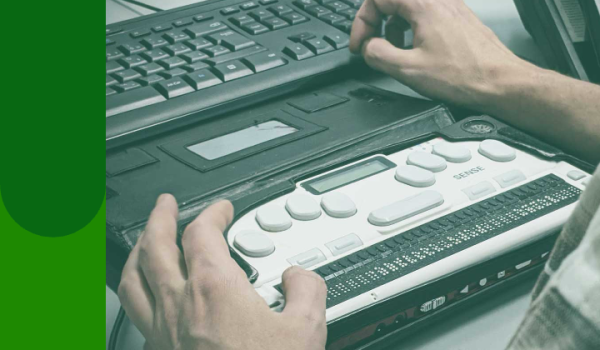 Close up of person using screen reader